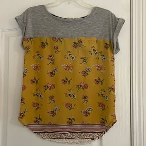 Rewind S small shirt gray and yellow floral